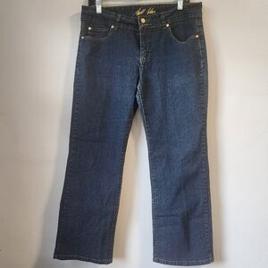 Bill‎ Blass Blue Boot Cut Stretch Jeans Rhinestone Pockets SZ 10P